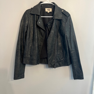 Jack By BB Dakota Womens Jacket Gray Faux Leather Sz Medium